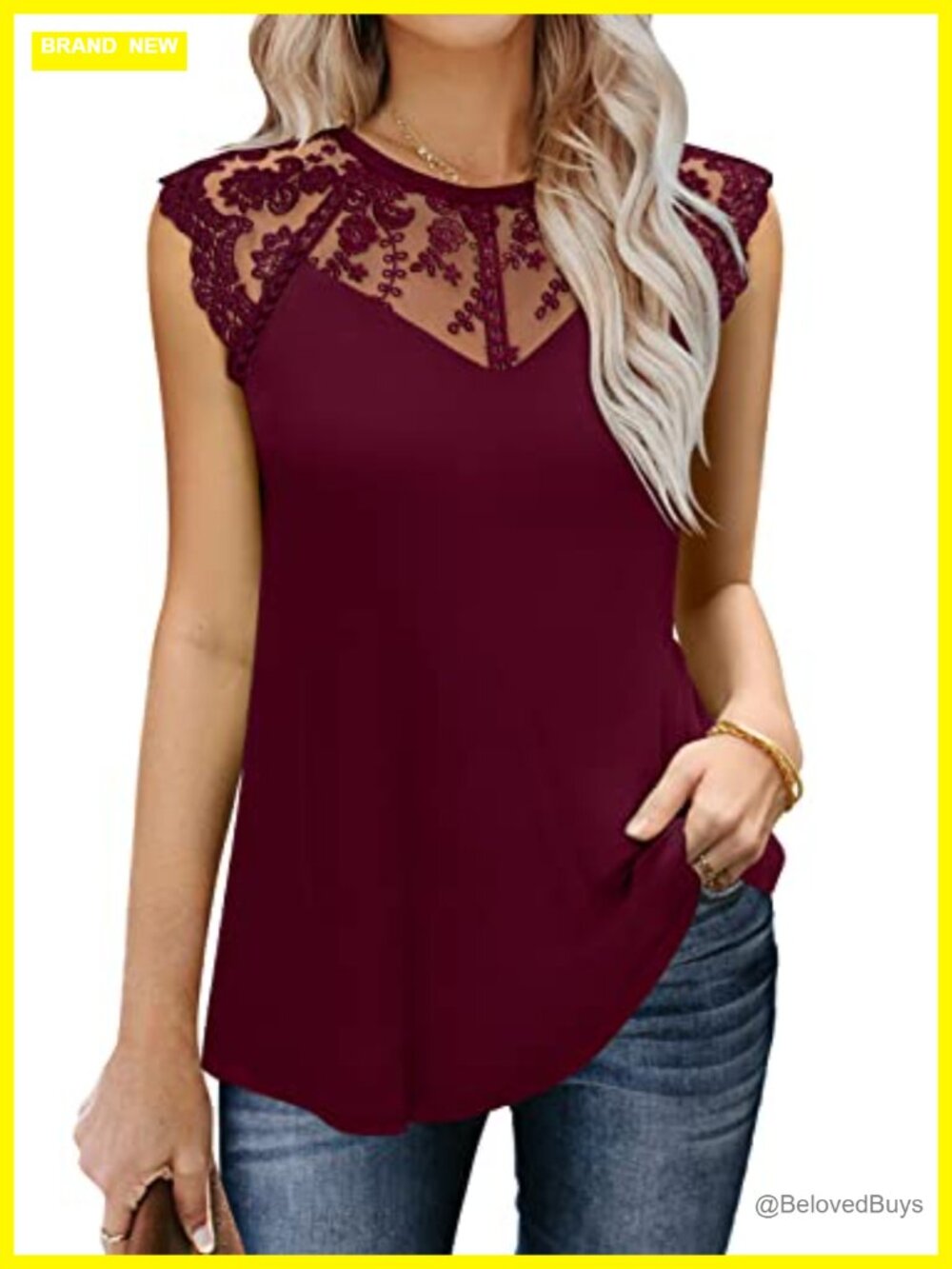 Women's Lace Floral Sleeveless Tank Top Loose Casual Blouse